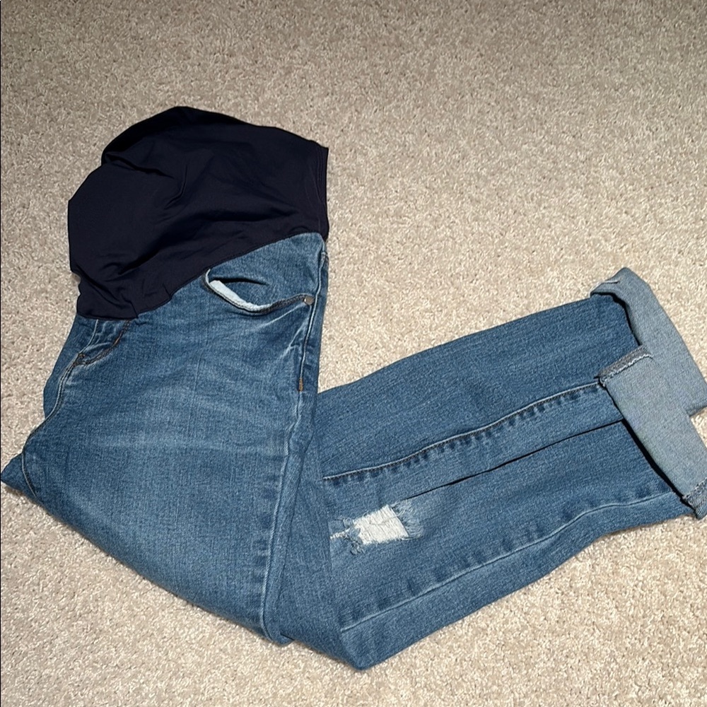 Pinkblush Blue Denim with Distressed Details - Maternity Jeans